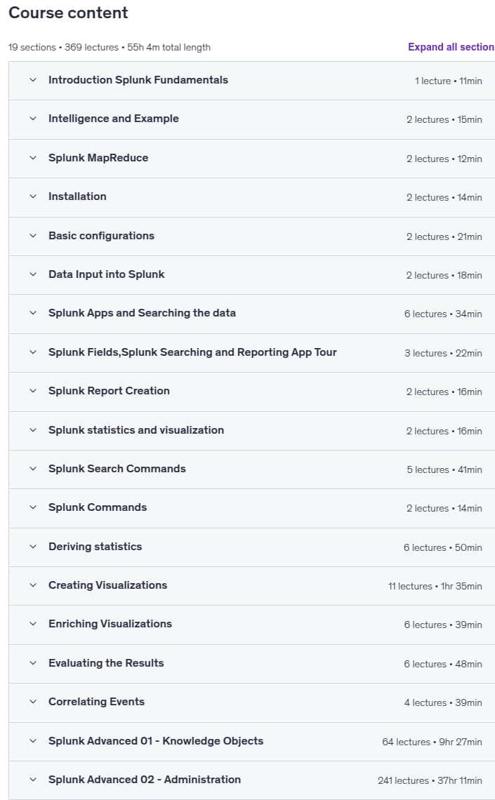 Sujets du cours · Splunk Hands-on – Analyse des données complètes en utilisant Splunk 2019-3