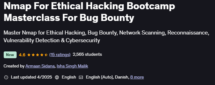 الصور · Nmap لـ Ethical Hacking Bootcamp دورة شاملة بوغ بونتي 2025-4