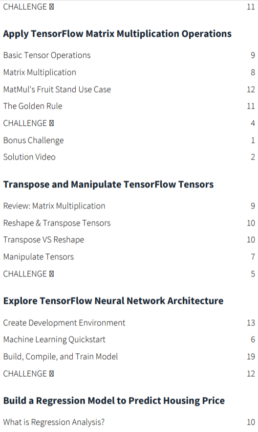 कोर्स के विषय · CBTNuggets - पेशेवर TensorFlow डेवलपर 2025-6