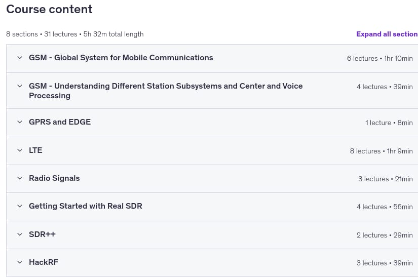 Temas del curso · Redes inalámbricas y SDR: GSM, SS7, GPRS, LTE y 5G Hacks 2026-1