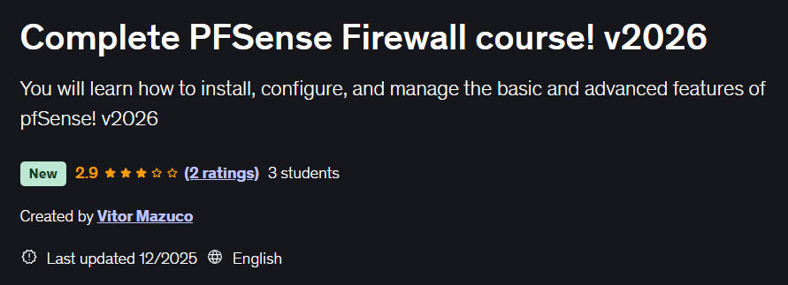الصور · دورة PFSense Firewall كاملة! v2026 2025-12