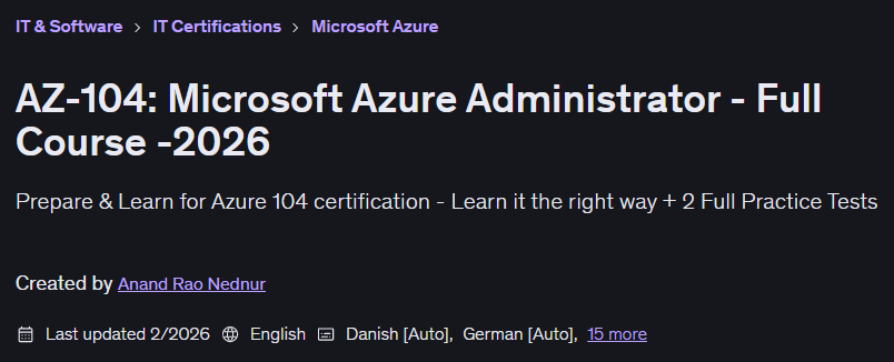 الصور · إس -104: Microsoft Azure المسؤول - الدورة الكاملة -2026 2026-2