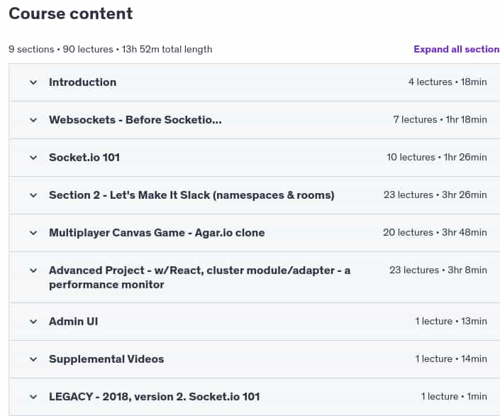 Course topics · SocketIO v4, with websockets – the details. 2025-1