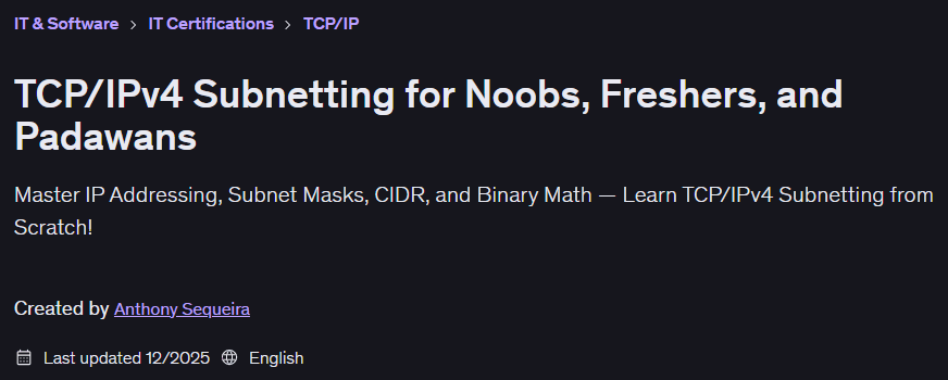 Pictures · Udemy — TCP/IPv4 Subnetting for Noobs, Freshers, and Padawans 2025-12
