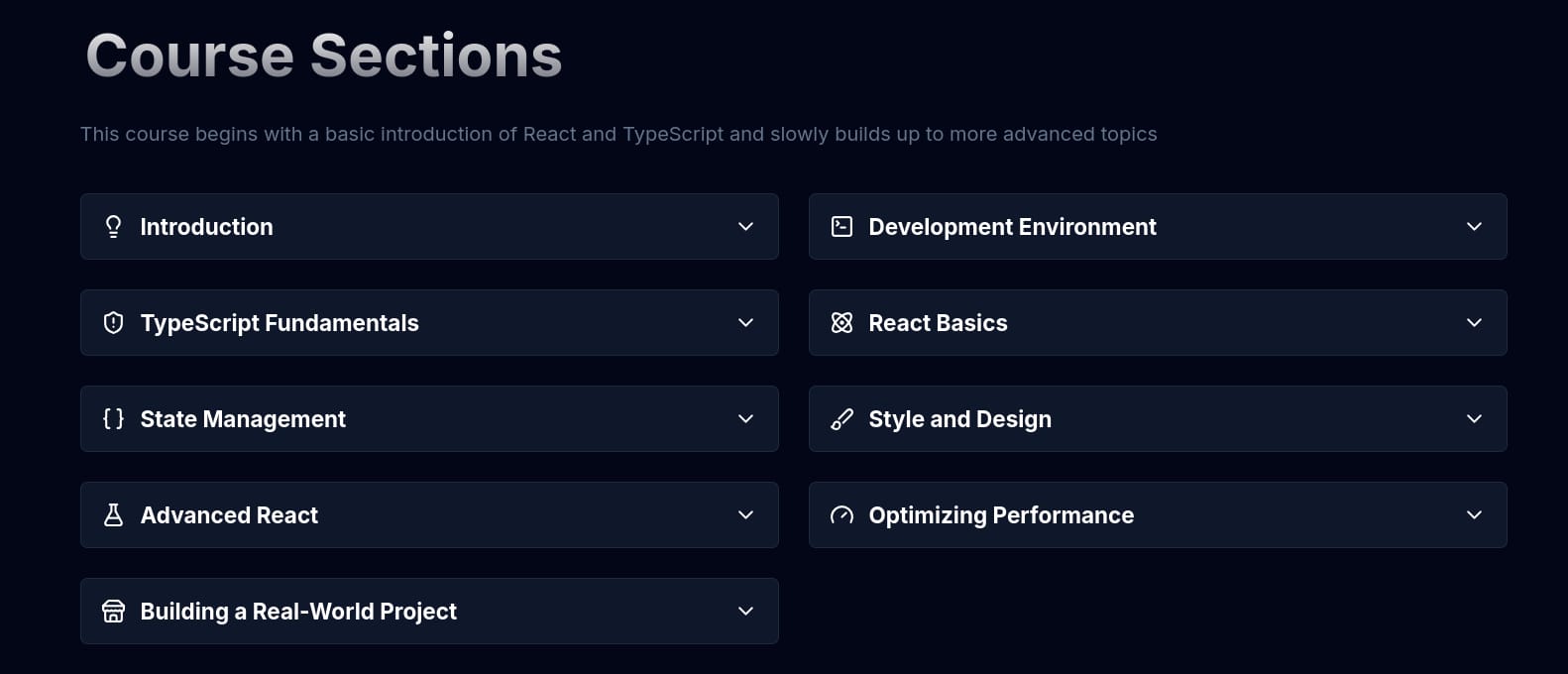 Course topics · Codewithbeto — React & TypeScript Mastery 2025-9