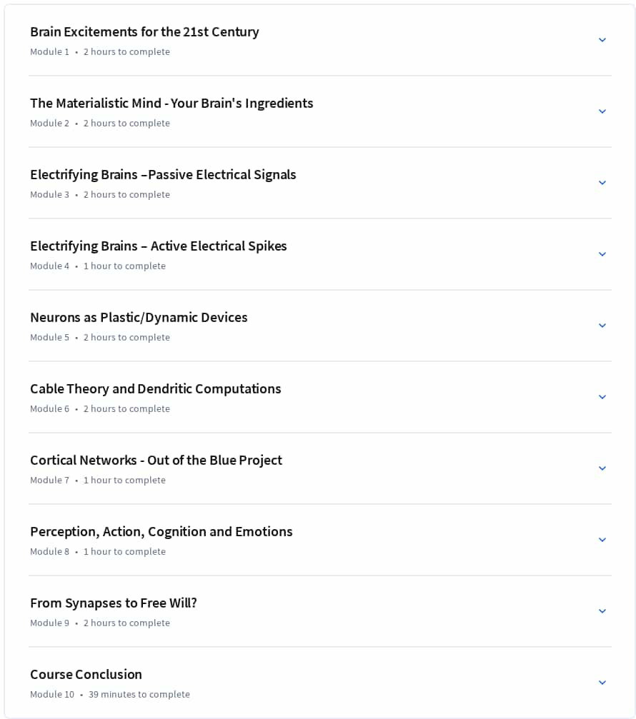 Course topics · Synapses, Neurons and Brains 2025-3
