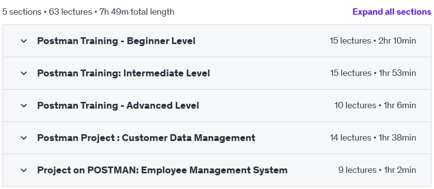 Course topics · Udemy — API Testing with Postman: From Beginner to Advanced 2024-10