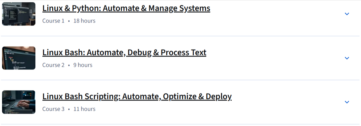 Course topics · Linux & Python Automation with Bash Scripting Specialization 2025-10