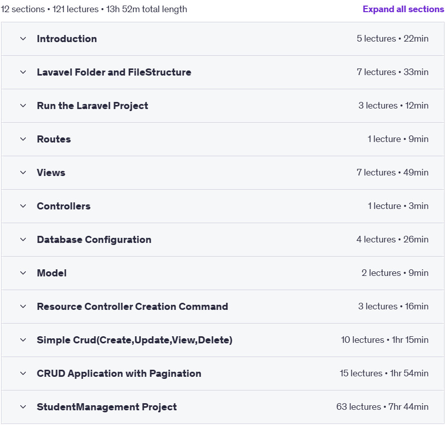Course topics · Udemy — Laravel 9 A-Z with Inertia Crud Generator 2023-3