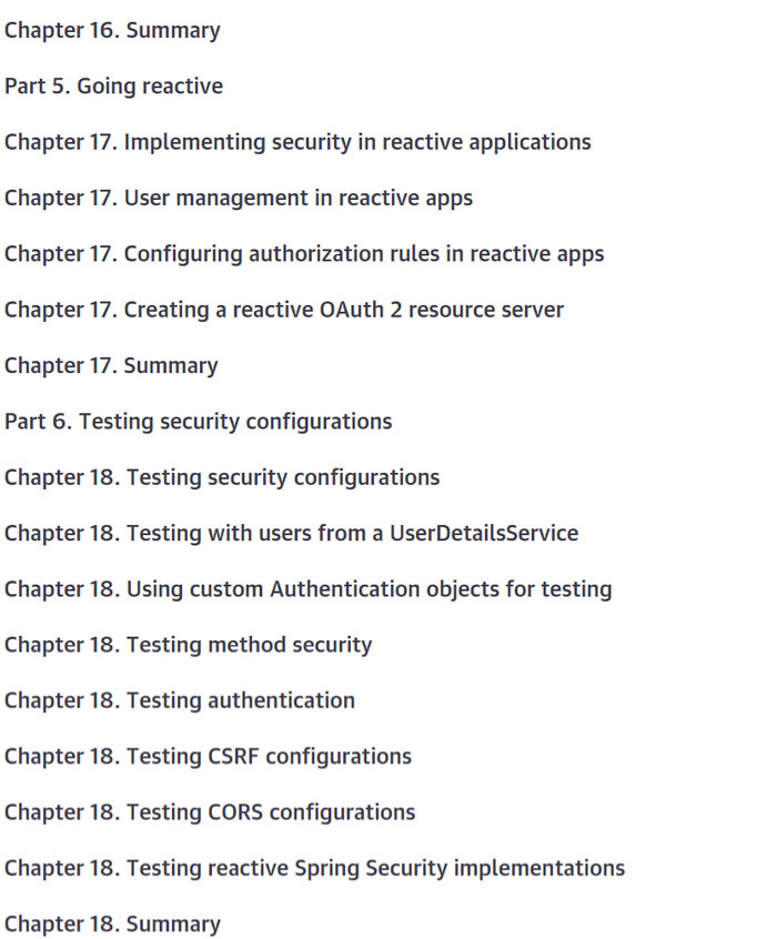 Course topics · Oreilly – Spring Security in Action, Second Edition, Video Edition 2024-6
