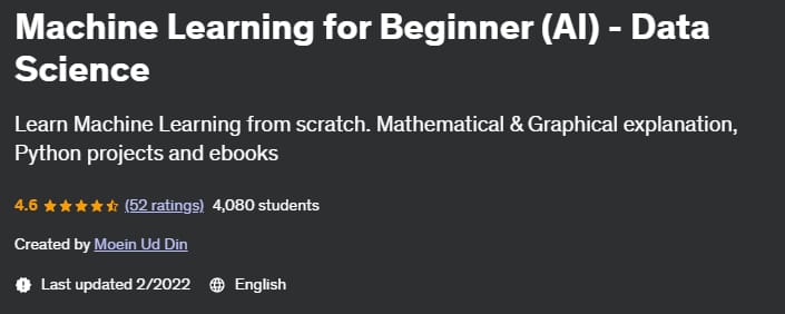 Pictures · Udemy — Machine Learning for Beginner (AI) – Data Science 2022-1