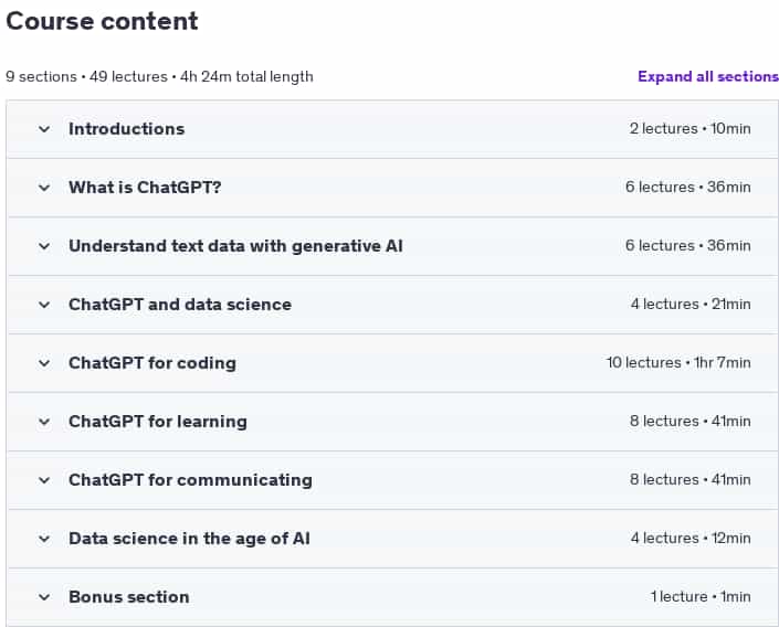 Course topics · Generative AI for data analytics 2025-1