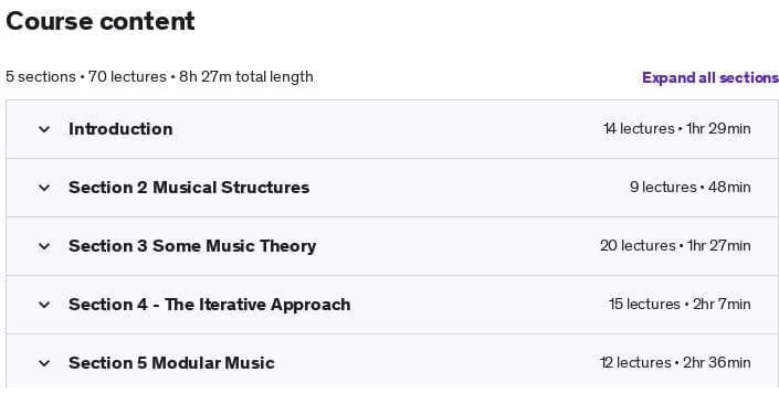 Course topics · Udemy — Making Game Music: For Complete Beginners 2022-5