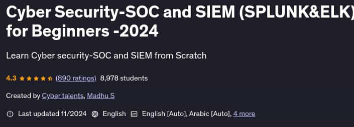 Pictures · Udemy — Cyber Security-SOC and SIEM (SPLUNK&ELK) for Beginners -2024 2024-11