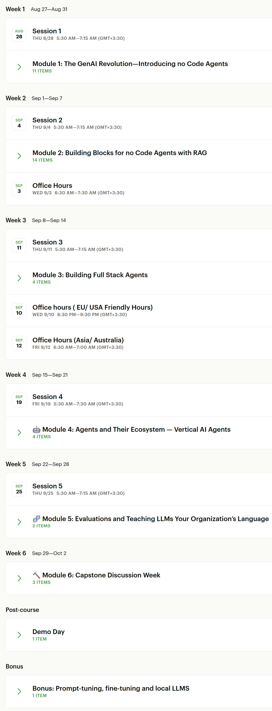 Course topics · Maven — Building Gen AI Agents for Enterprise: Beyond the Hype 2025-5