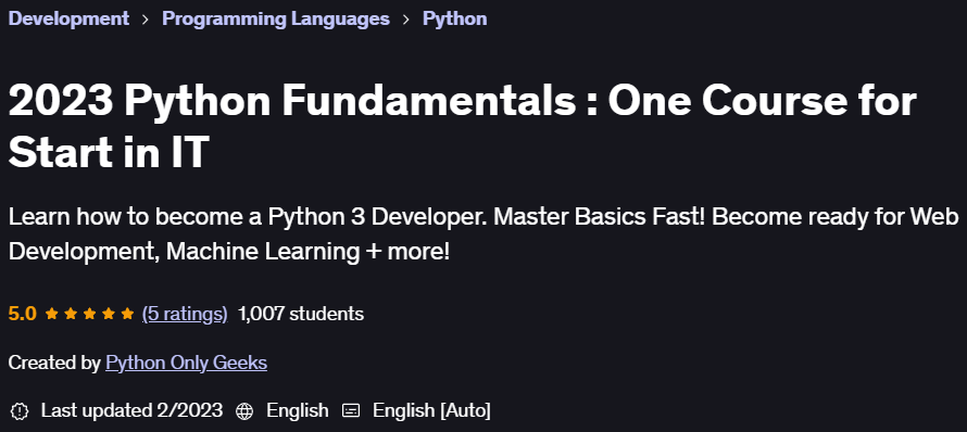 Pictures · Udemy — 2023 Python Fundamentals : One Course for Start in IT 2023-2
