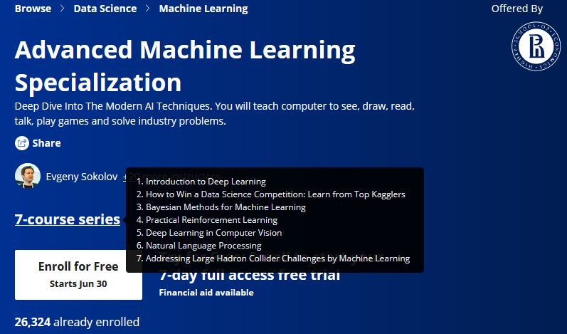 Pictures · Coursera — Advanced Machine Learning Specialization (7 Courses) 2020-6