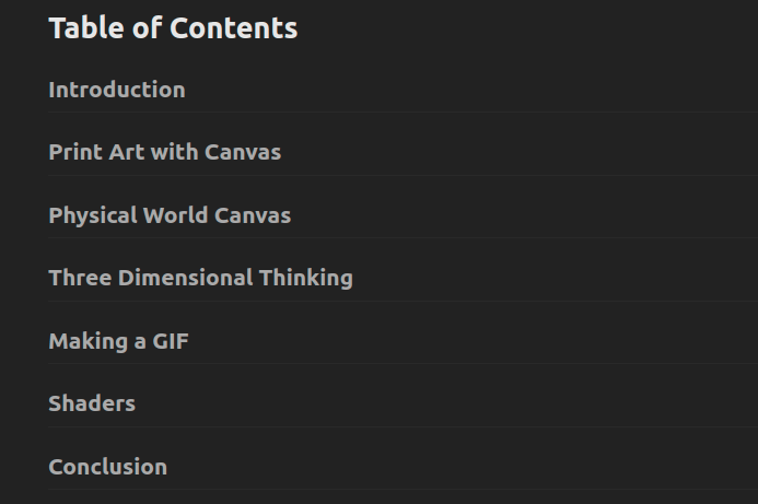 Course topics · Creative Coding with Canvas & WebGL 2018-12