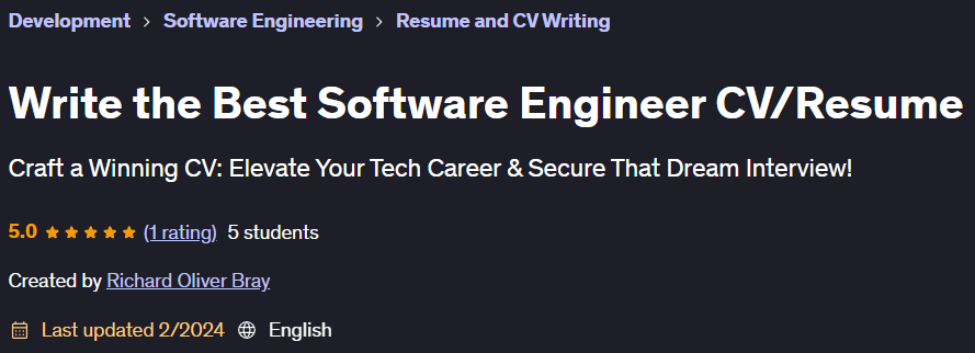 Pictures · Udemy — Write the Best Software Engineer CV/Resume 2024-2