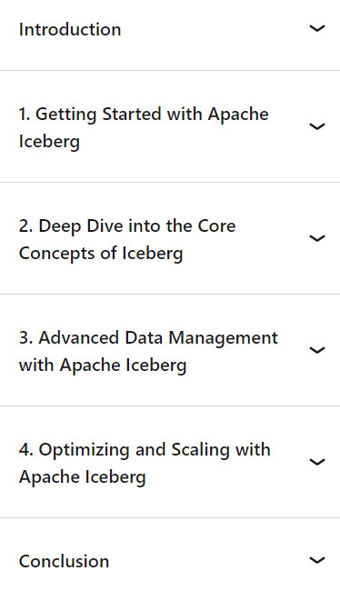 Course topics · Manage and Optimize Big Data with Apache Iceberg 2024-8