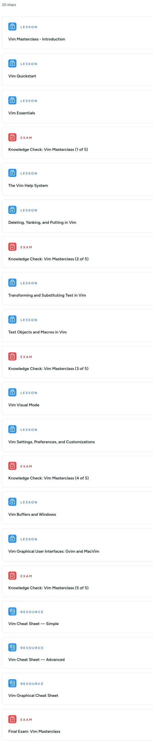Course topics · Qa — Learning Path – Vim Masterclass 2021-5
