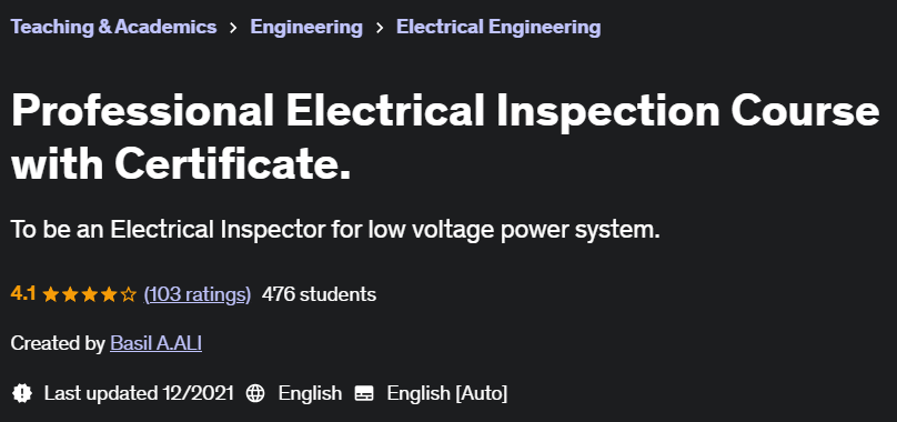 Pictures · Udemy — Professional Electrical Inspection Course with Certificate. 2021-12