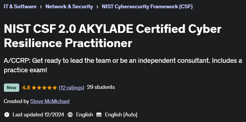 Pictures · Udemy — NIST CSF 2.0 AKYLADE Certified Cyber Resilience Practitioner 2024-11