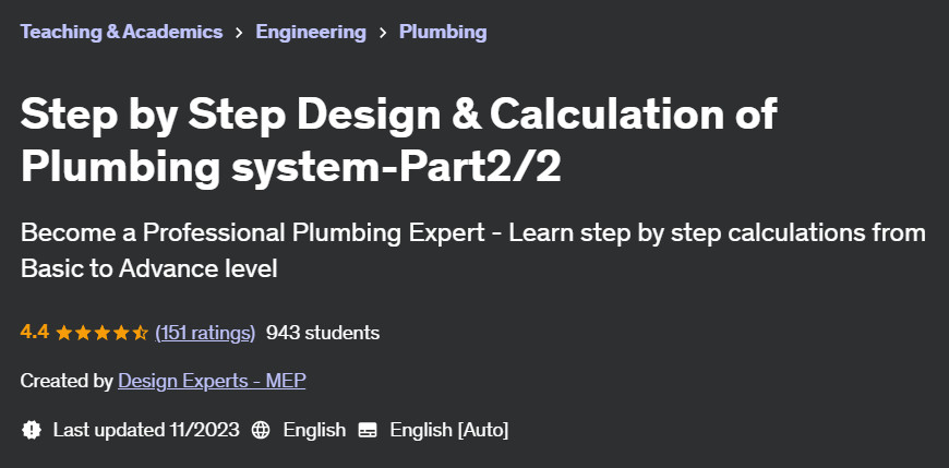 Pictures · Udemy — Step by Step Design & Calculation of Plumbing system-Part2/2 2023-3