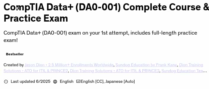 Pictures · Udemy — CompTIA Data+ (DA0-001) Complete Course & Practice Exam 2025-6
