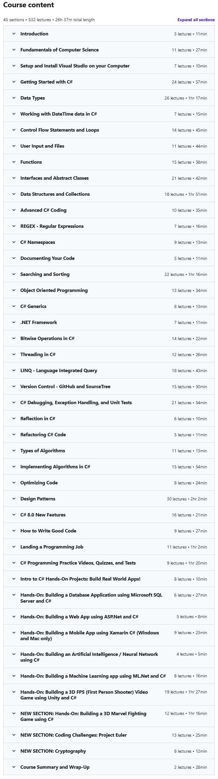 Course topics · Complete C# Course – Beginner to Expert (C# 12 Updated 2024) 2021-3