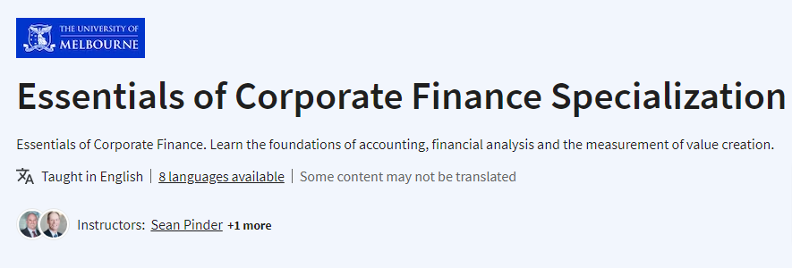 Pictures · Coursera — Essentials of Corporate Finance Specialization 2023-11