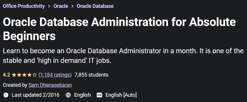 Pictures · Udemy — Oracle Database Administration for Absolute Beginners 2016-2