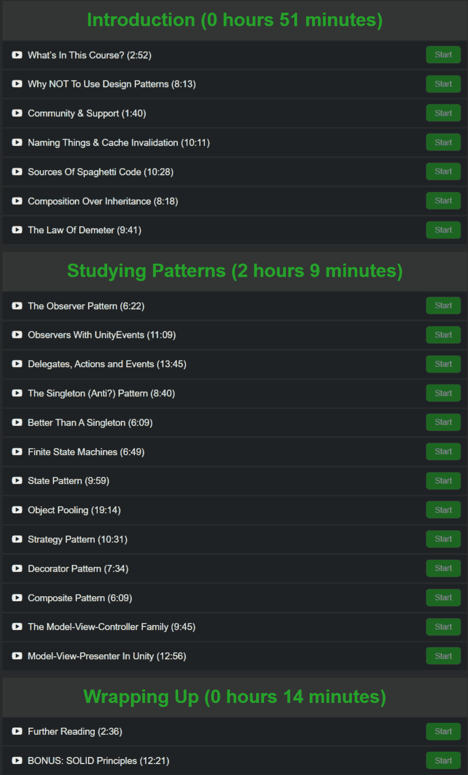 Course topics · GameDev.tv — Programming Design Patterns For Unity 2021-12