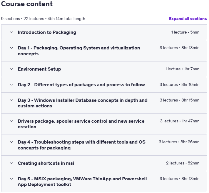 Course topics · Complete Guide to Application Packaging and Repackaging 2024-4