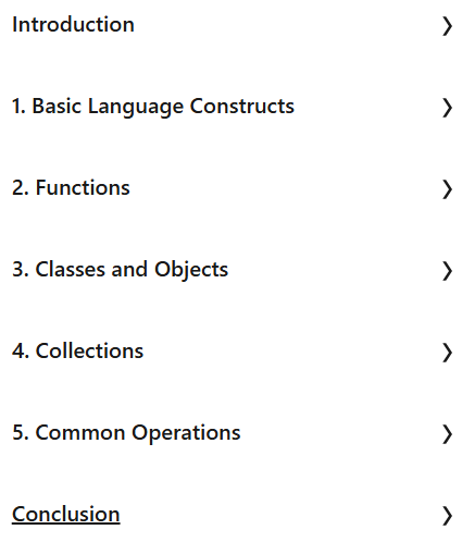 Course topics · Transition from C# to Python 2025-2