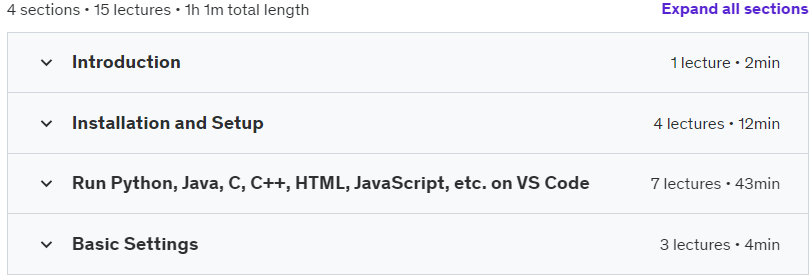 Course topics · Udemy — Visual Studio Code Course 2023 2022-7