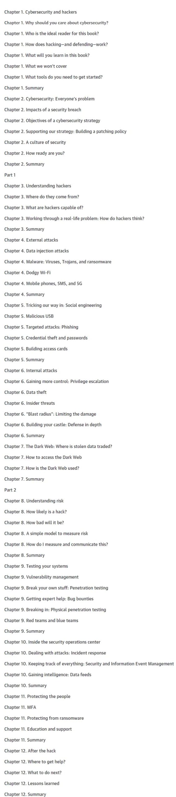 Course topics · Oreilly — Making Sense of Cybersecurity, Video Edition 2024-9