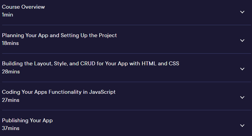 Course topics · Building a Web Application with JavaScript 2023-7