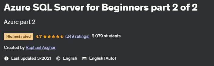 Pictures · Udemy — Azure SQL Server for Beginners part 2 of 2 2021-3