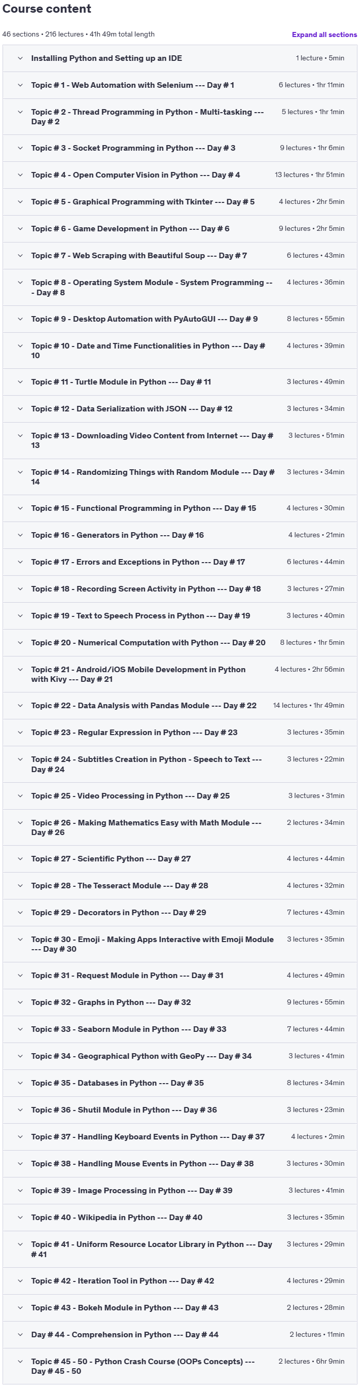 کورس کے موضوعات · سیکھیں 50 گرمی Python موضوعات میں 50 دنوں 2025-4