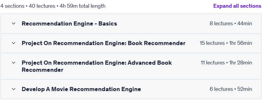 Course topics · Udemy — AI Mastery: Recommendation Engines Unleashed 2024-3