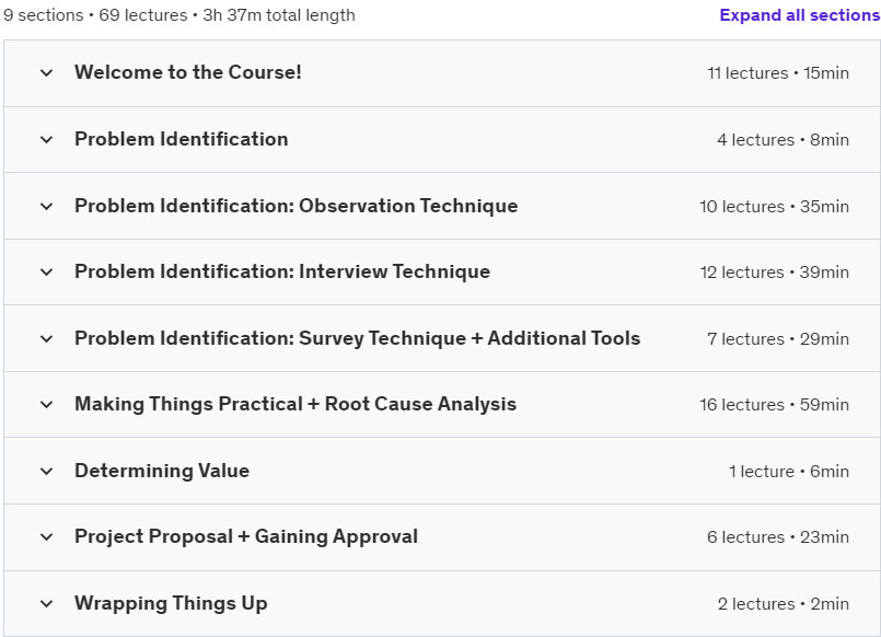Course topics · Identify & Define the Problem with Business Analysis 2022-3