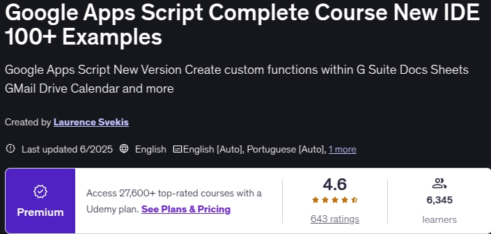 Imágenes · Google Apps Script Complete Curso Nuevo IDE 100+ Exemplos 2025-6