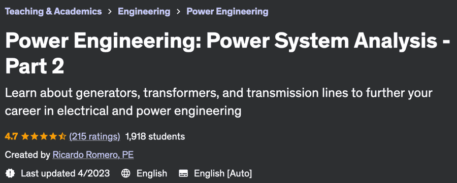 Pictures · Udemy — Power Engineering: Power System Analysis – Part 2 2020-11