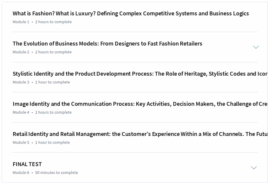 Course topics · Management of Fashion and Luxury Companies 2024-12
