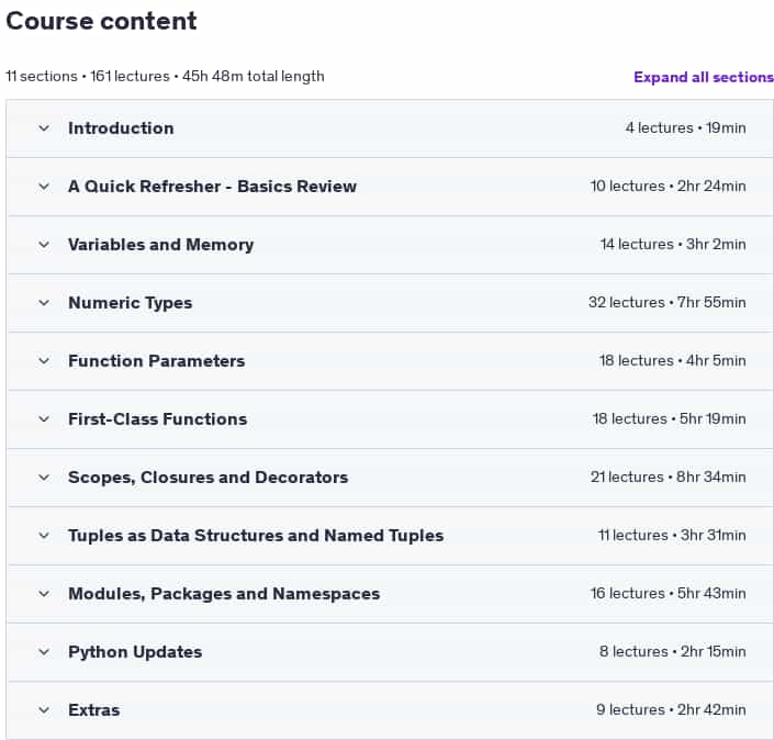 Course topics · Python 3: Deep Dive (Part 1 – Functional) 2024-8