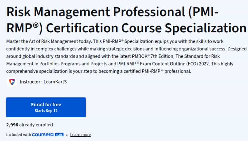 Pictures · Coursera — Risk Management Professional (PMI-RMP®) Certification Course Specialization 2025-9