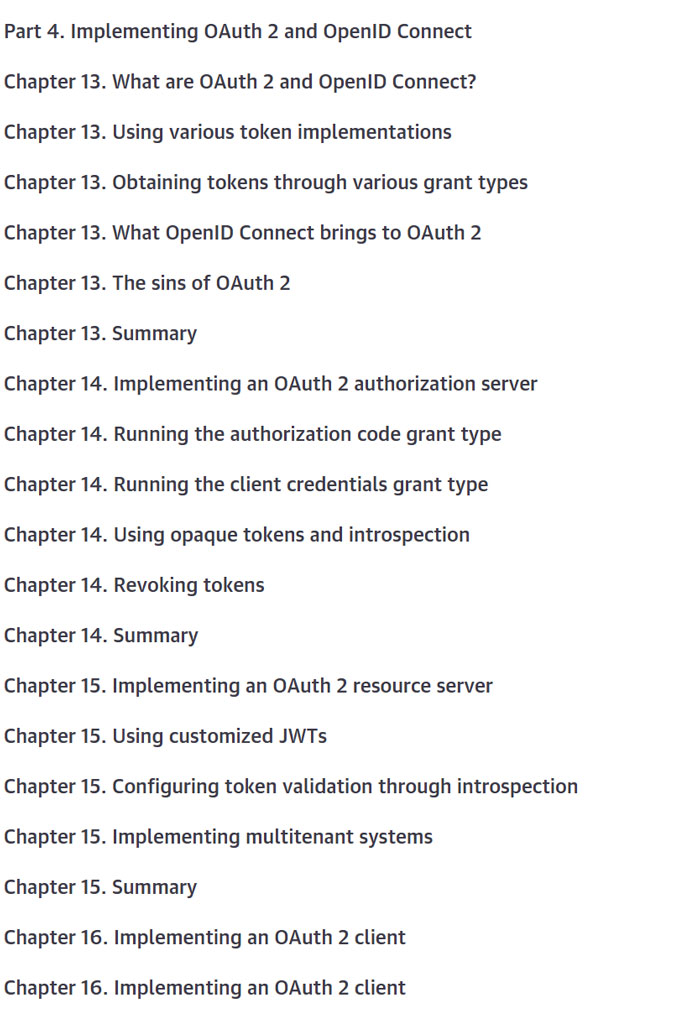 Course topics · Oreilly – Spring Security in Action, Second Edition, Video Edition 2024-6