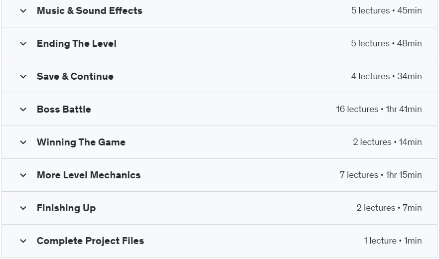 Course topics · Udemy — Complete 2D Platformer in Unity C# 2023-10