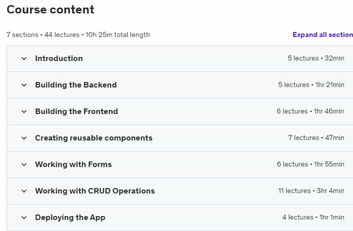Course topics · Udemy — Build an app with React, .Net Core, GraphQL and HotChocolate 2023-2